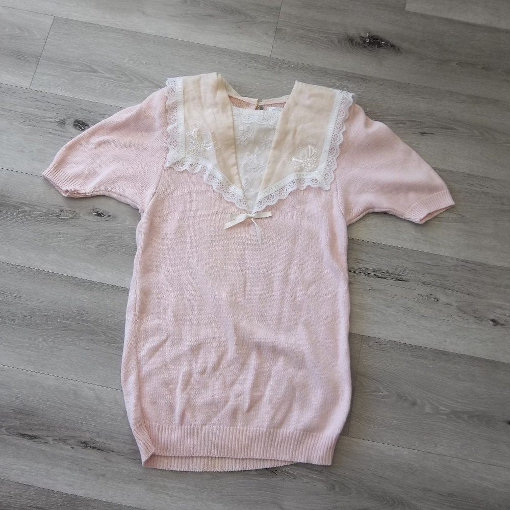 Vintage Sweater Gunne Sax Sweater Romantic sz Large Pretty in Pink